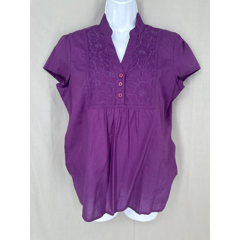 90s Vintage Top Womens Large Purple Y2K Eyelet Cottage Fairy Boho Bohemian